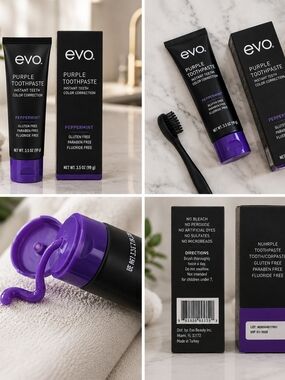 2 -EVO Purple Toothpaste – Instant Teeth Color Correction | Peppermint | 3.5 oz